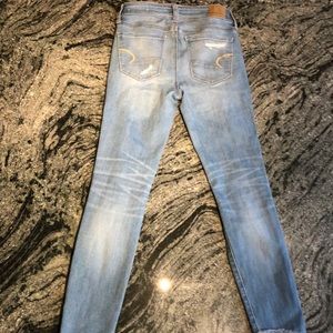 American eagle: light washed and cropped jeggings.